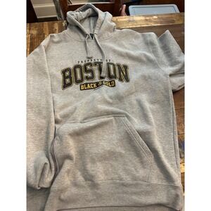 Chowdaheadz Boston Black & Gold Hoodie Heather Gray Pullover Sweatshirt 2XL